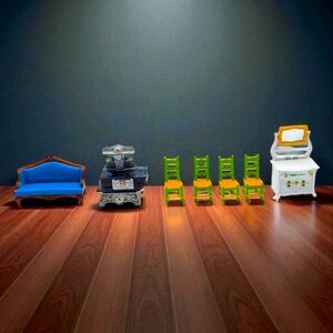 1980 Mattel Diecast Metal Dollhouse Furniture Lot Cleveland Stove, Sofa, Chairs+